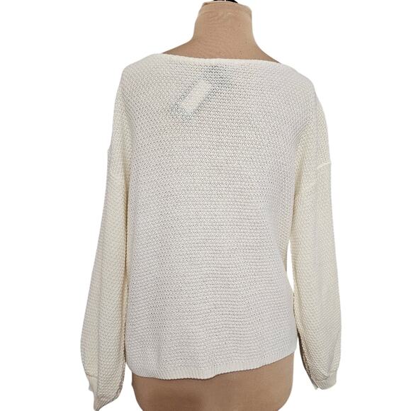 New Nasty Gal Cream Knit Sweater Pullover Medium Acrylic Drop Shoulder Boat Neck - Picture 2 of 15